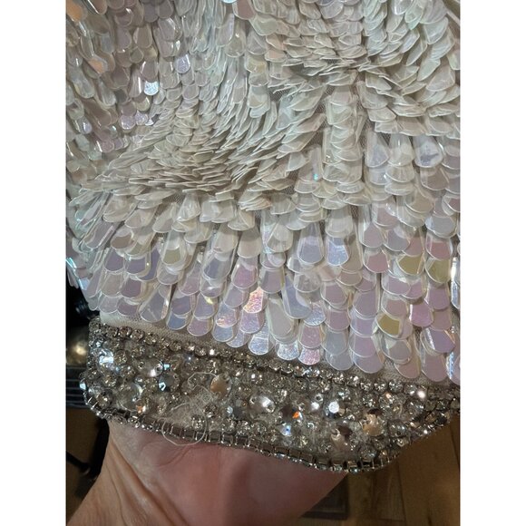 retrofete Ivana Sequin Rhinestone Mini Dress White & Silver Womens Size XS - Picture 16 of 16